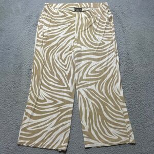 Chico's Travelers Animal Print Palazzo Pants Women's Sz 3P Slinky Knit Wide Leg